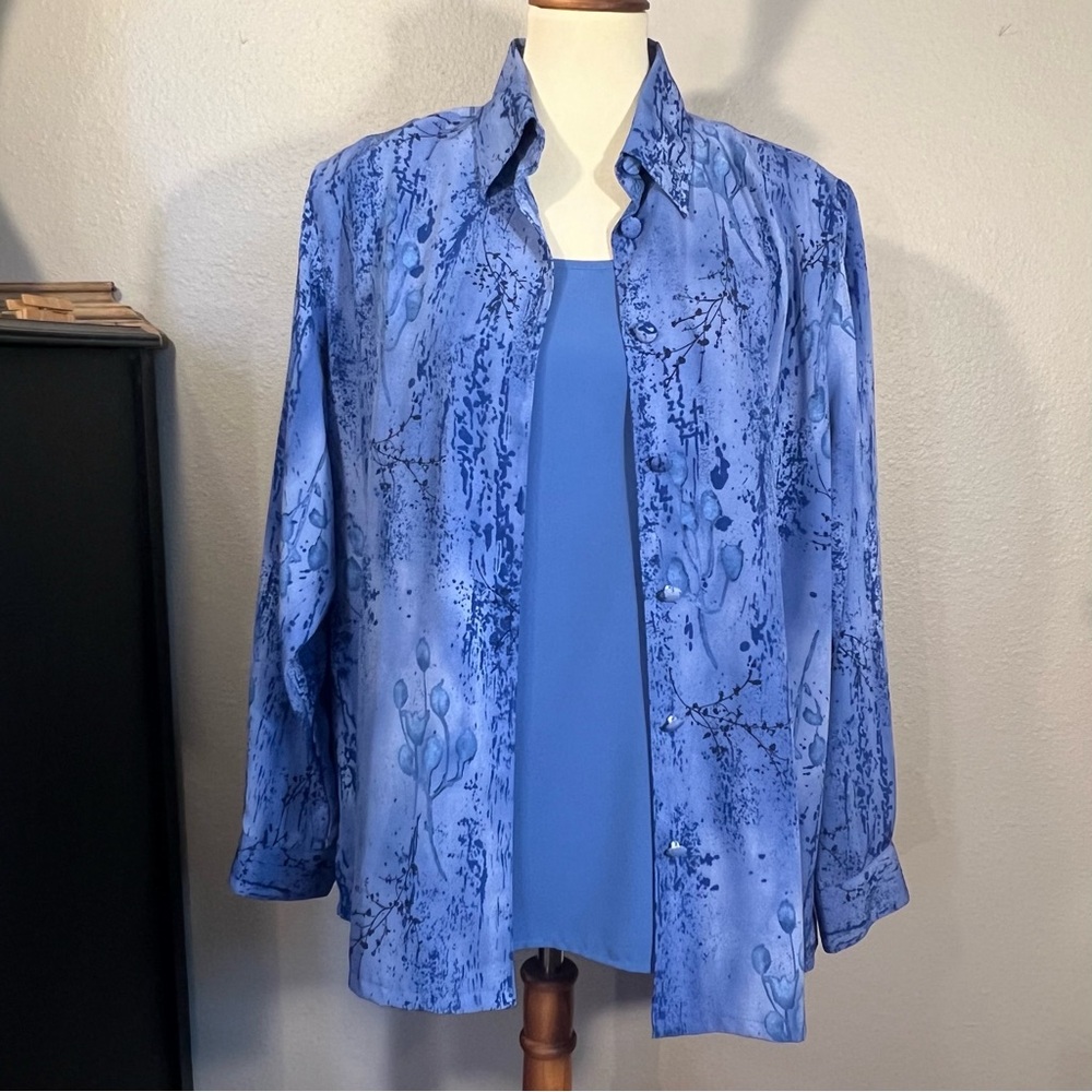 Beverly Rose USA Size XL 2 piece Blue Blouse & Tunic READ